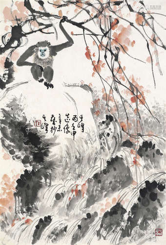 孙其峰（b.1920） 封侯图 设色纸本 镜心