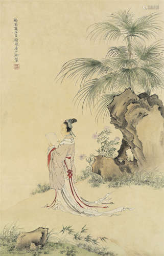 晏少翔（1914-2014） 1993年作 仕女图 设色纸本 立轴