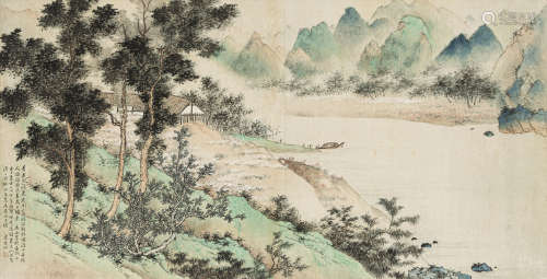 惠孝同（1902-1979） 春江上墟图 设色纸本 镜心