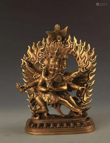 TIBETAN BUDDHISM BRONZE KALACHAKRA STATUE