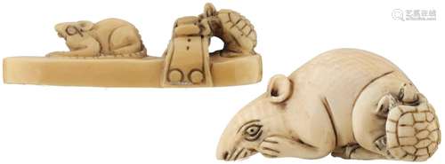 Zwei Netsuke mit Ratten