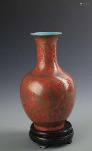 RARE RED COLOR GROUND FLOWER PATTERN PORCELAIN