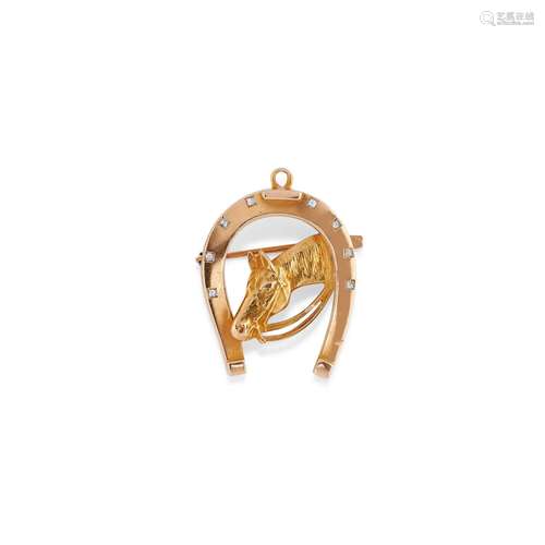 A 18K yellow gold and diamonds pendant-brooch, England,