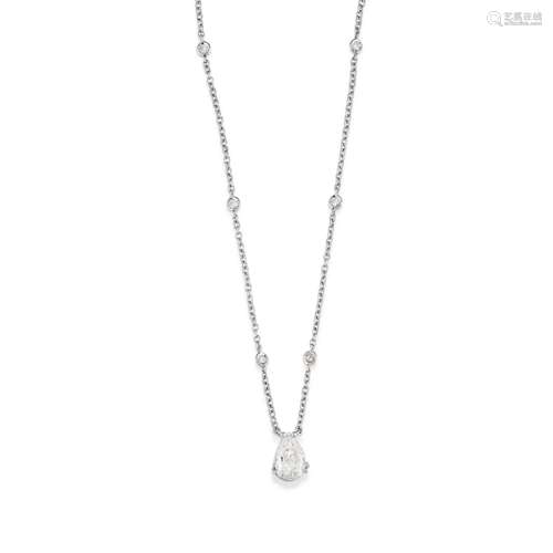 A 18K white gold and diamond necklace, with certificate