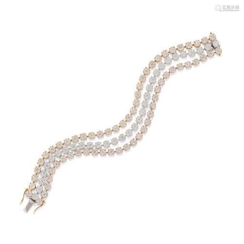 A 18K three-color gold and diamond bracelet