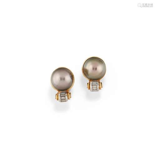 A 18K two color gold, Tahiti pearl and diamond