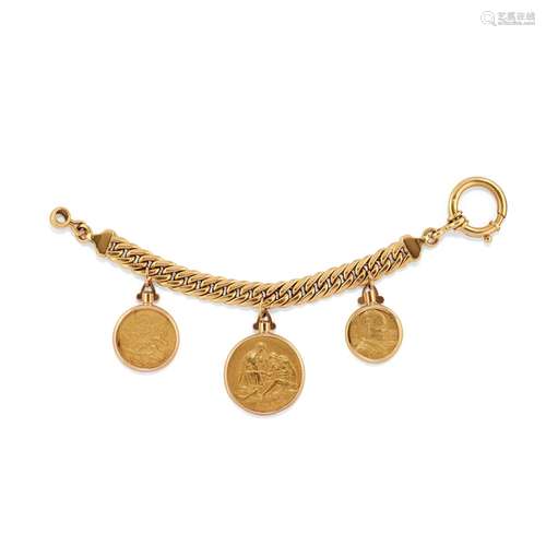 A 18K yellow gold charm bracelet