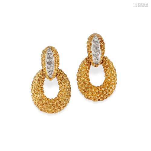 A 18K yellow gold and diamond earrings, with Fasano