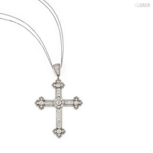 A platinum and diamond pendant, early 20th Century with