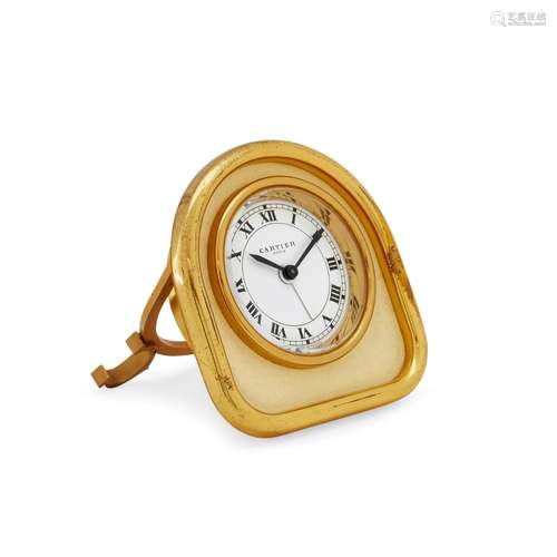 Cartier - A golden brass alarm clock, 1980-90, Cartier