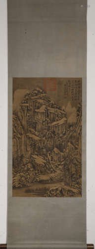 Wuzhen landscape silk scroll in yuan Dynasty