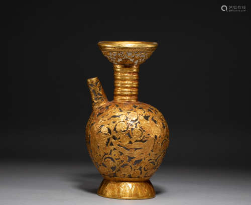Chinese gilded crystal pot of liao Dynasty