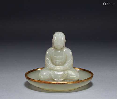 China liao Dynasty Hetian jade sitting Buddha