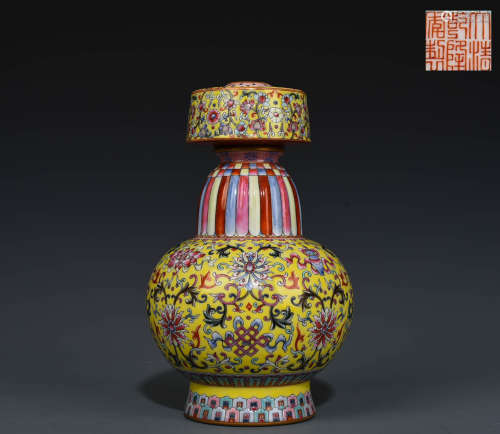 Chinese powder enamel vase from the Qing Dynasty
