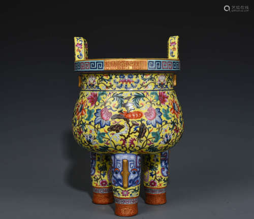 Chinese enamel colored incense burner from qing Dynasty