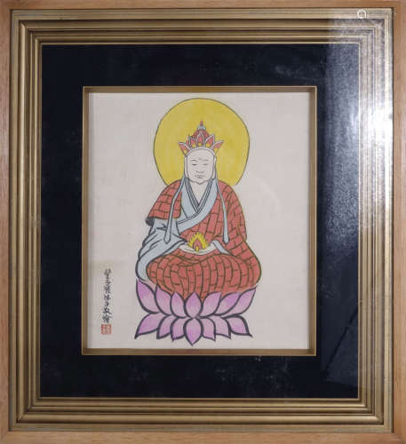 Feng Zikai Buddha picture frame on paper