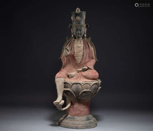 Chinese Liao dynasty painted bronze Buddha