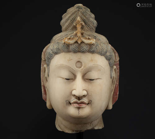 Chinese White marble Buddha head of tang Dynasty
