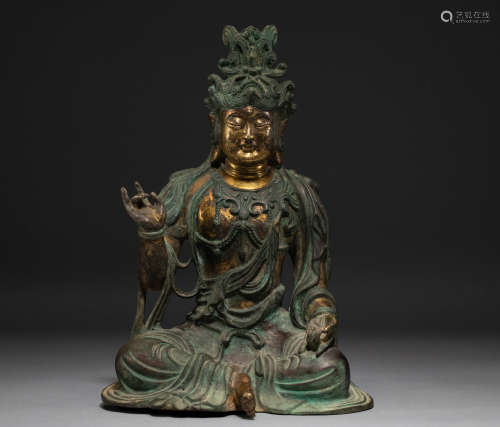 Silver gilt Buddha of Tang Dynasty in China