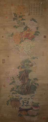 A silk scroll made by Emperor Huizong of song Dynasty