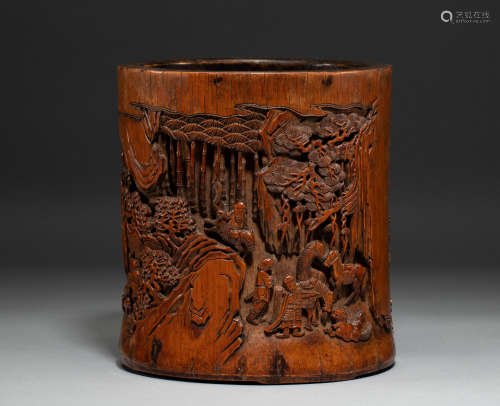 Chinese Qing Dynasty bamboo carving pen holder