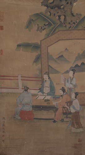 A vertical scroll painted on silk by Devon Jin