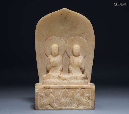 White marble back of the Northern Qi dynasty double Buddha s...