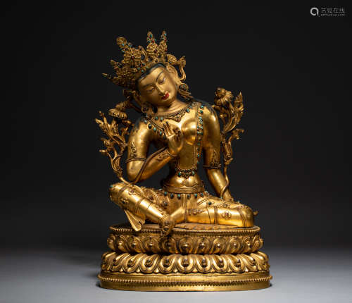 Chinese Qing Dynasty bronze gilt Buddha statue