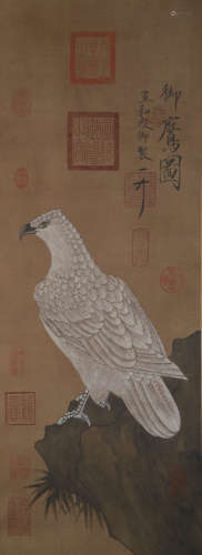 Standing scroll of imperial eagle drawn by Emperor Huizong o...