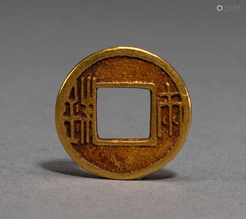 Ancient Chinese coin of pure gold