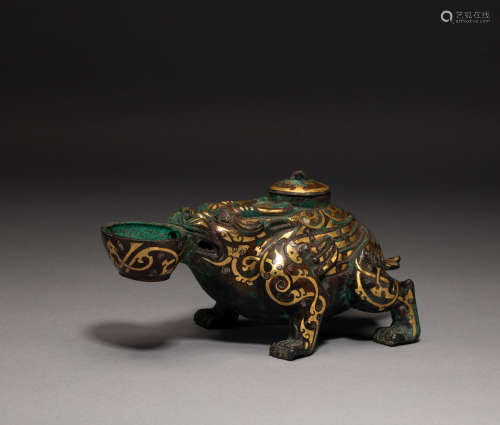 Chinese Warring States period wrong gold and silver beast ty...