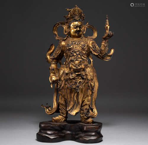 Chinese qing Dynasty bronze gilt statue