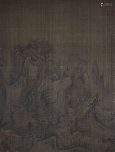 Xu Daoning landscape vertical scroll on silk