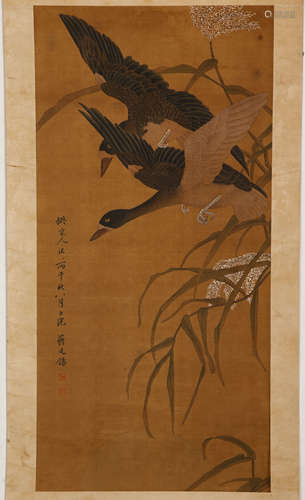 Chinese ink painting, Jiang Tingxi
Wild goose