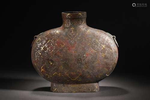 Han Dynasty Bronze inlaid gold vase