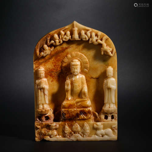 Han Dynasty Hetian Jade III Buddha Statue