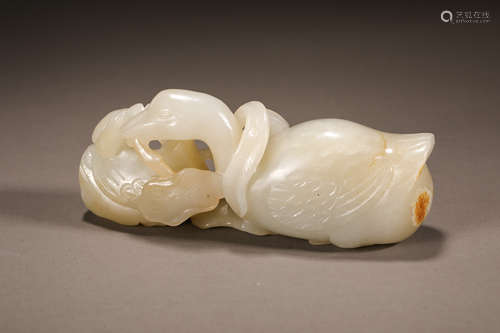 Qing Dynasty Hetian Jade Alphabet Goose