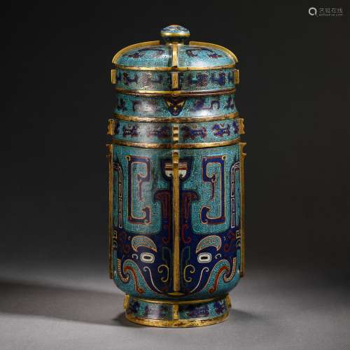 Qing Dynasty cloisonne jar with animal pattern