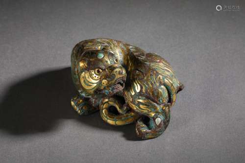 Han Dynasty inlaid gold and silver tiger ornaments