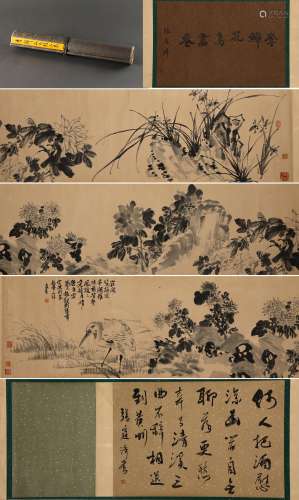 Chinese ink painting, Li Chan
Flower and bird Long scroll
