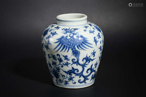 Qing Dynasty blue and white flower pot