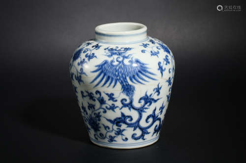 Qing Dynasty blue and white flower pot