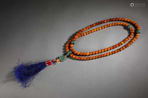 Qing Dynasty beeswax 108 buddha beads