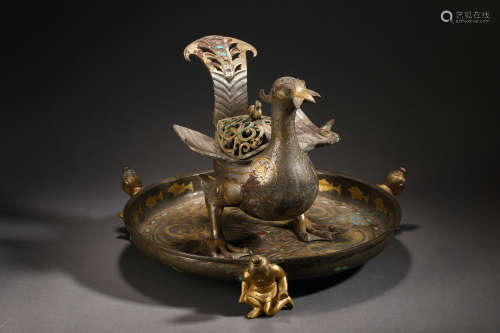 Han Dynasty Bronze inlaid gold bird