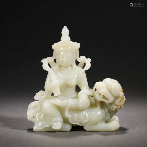 Qing Dynasty Hetian Jade Bodhisattva Statue