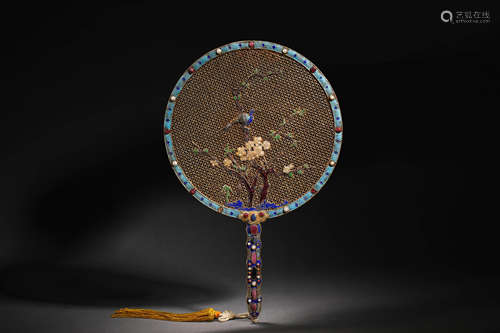 Qing Dynasty A gilt and burnt blue fan