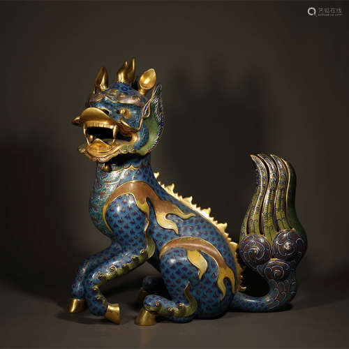 Qing dynasty cloisonne unicorn ornaments