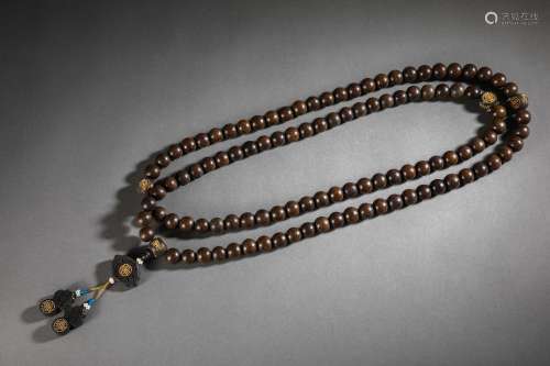 Qing Dynasty Agarwood 108 Buddhist Beads