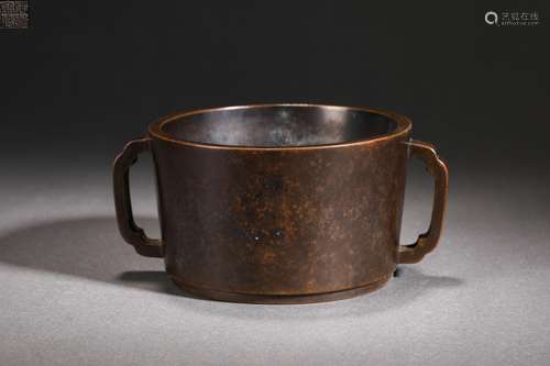 Ming Dynasty Bronze Double Ear Stove