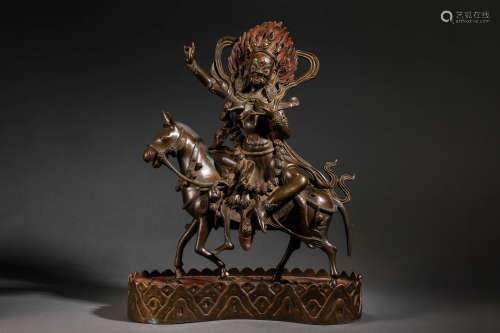 Qing Dynasty Bronze Horseback Guardian